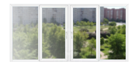 Четырёхстворчатые балконные рамы ПВХ 3000×1400 KBE